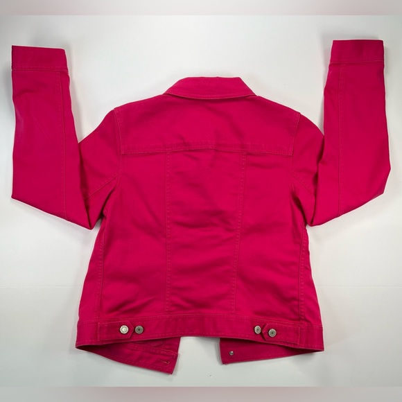 Talbots Classic Denim Jacket w/ Ruffle Front - hot pink, SP - Picture 3 of 11